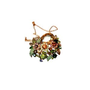 NEW Stunning Floral Brooch Pendant Necklace Rhinestone Crystal Gem Sparkly